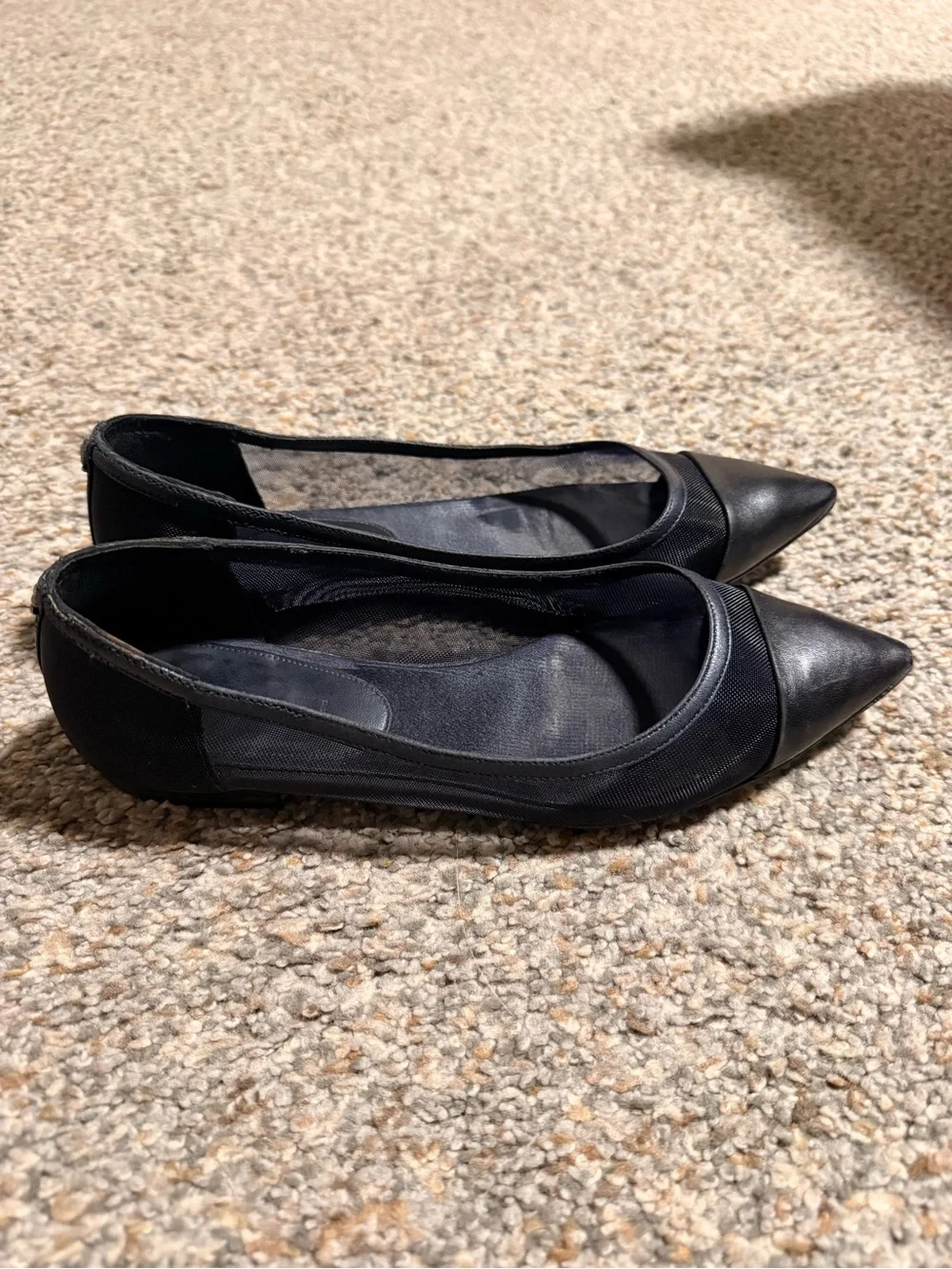 CHANEL Black Pointed-Toe Mesh & Leather Flats 2014 Collection